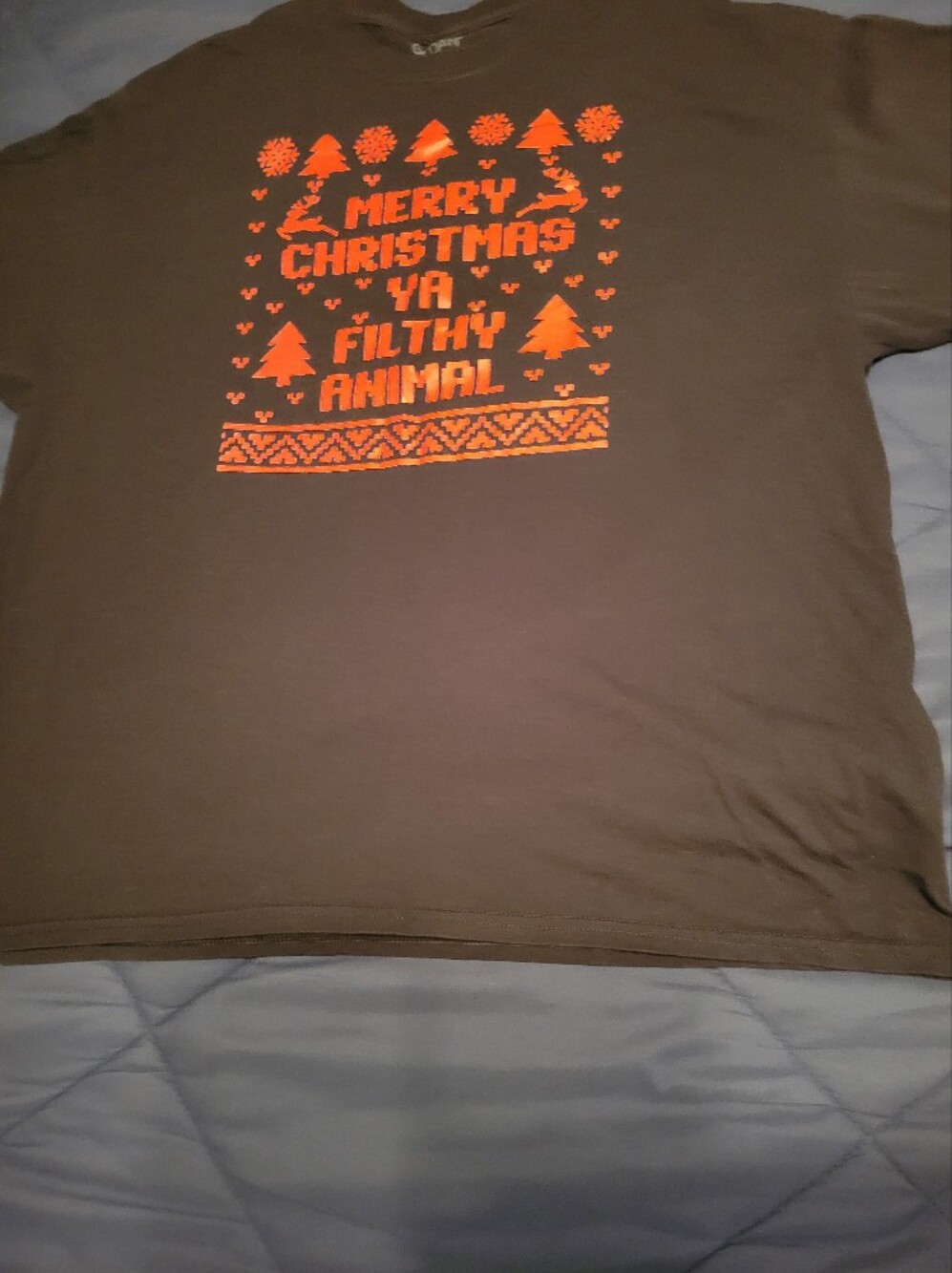 Gildan Black Short Sleeve Tee Merry Christmas Ya Filthy Animal